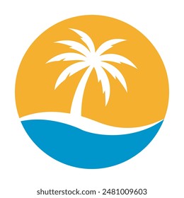 palm tree logo element, Palm tree icon of summer and travel logo vector illustration