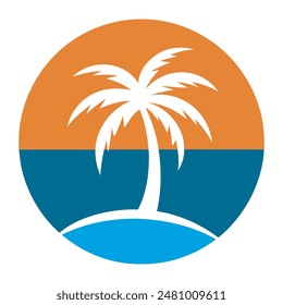 palm tree logo element, Palm tree icon of summer and travel logo vector illustration