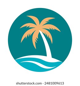 palm tree logo element, Palm tree icon of summer and travel logo vector illustration