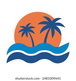 palm tree logo element, Palm tree icon of summer and travel logo vector illustration