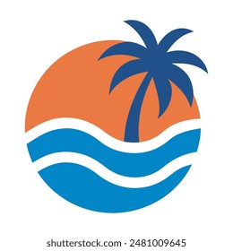 palm tree logo element, Palm tree icon of summer and travel logo vector illustration