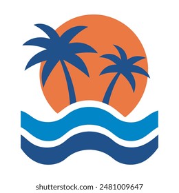 palm tree logo element, Palm tree icon of summer and travel logo vector illustration