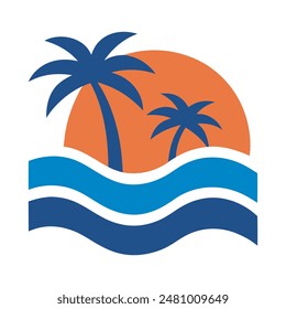 palm tree logo element, Palm tree icon of summer and travel logo vector illustration