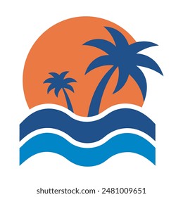palm tree logo element, Palm tree icon of summer and travel logo vector illustration