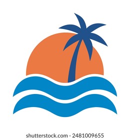 palm tree logo element, Palm tree icon of summer and travel logo vector illustration