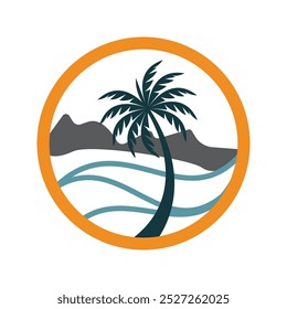 palm tree logo element, Palm tree icon of summer and travel logo vector illustration