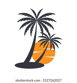 palm tree logo element, Palm tree icon of summer and travel logo vector illustration