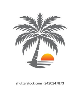palm tree logo element, palm tree logo template, palm tree logo vector illustration