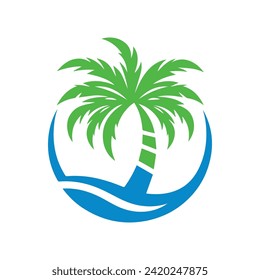 elemento del logotipo de la palmera, plantilla del logotipo de la palmera, ilustración vectorial del logotipo de la palmera