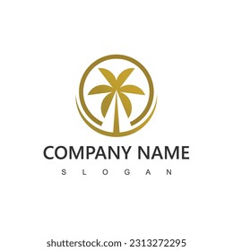 Palm tree logo, golden palm tree , luxury and elegant symbol