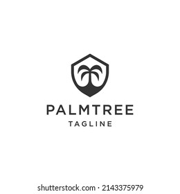 Plantilla de diseño de icono del logotipo del árbol de palma vector plano