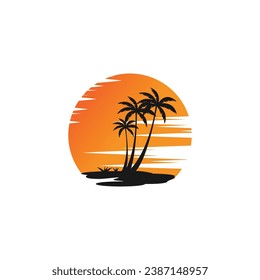palm tree logo icon design template vector