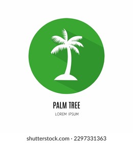 Palm tree logo. Illustration of palm tree in flat. Stock vector.