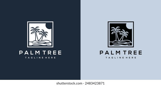 palm tree logo illustration. Palm tree Vector Logo Design Template Element.	