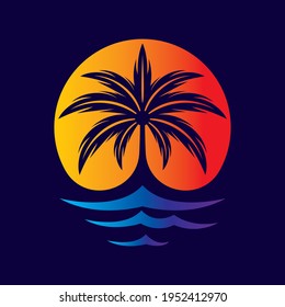 Palm tree logo images illustration design