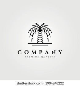 palm tree logo line art vector illustration design, minimalist palm logo design