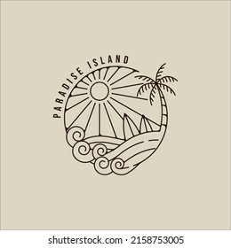 palm tree logo line art simple vector minimalist illustration template icon graphic design. island or beach sign or symbol for travel or adventure outdoor business with badge and typography