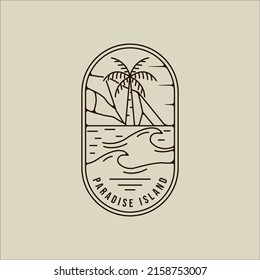 palm tree logo line art simple vector minimalist illustration template icon graphic design. island or beach sign or symbol for travel or adventure outdoor business with badge and typography