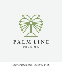 diseño de ilustración vectorial de la línea del logotipo de la palmera, diseño del logotipo de la palma minimalista