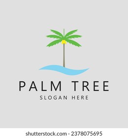 diseño gráfico del icono de la línea del logotipo de la palmera