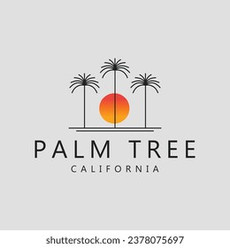 palm tree logo line art simple minimalist vector illustration icon graphic design