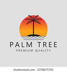 palm tree logo line art simple minimalist vector illustration icon graphic design