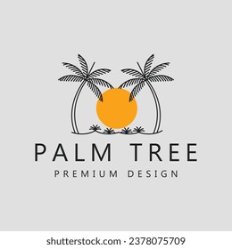 palm tree logo line art simple minimalist vector illustration icon graphic design