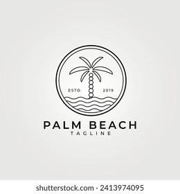 palm tree logo line art vector vintage illustration design