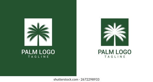 Palm tree logo with minimalist geometric silhouette vector design