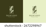 Palm tree logo with minimalist leaf vector design