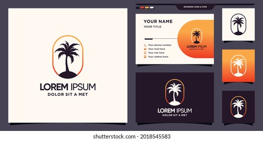 Palmenbaum-Logo mit modernem Konzept und Visitenkartendesign