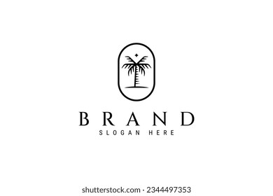 Palm tree logo in oval frame