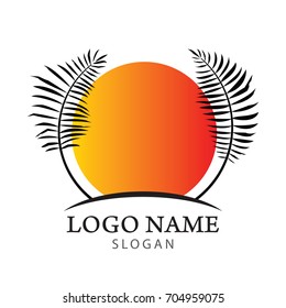 Palm tree logo. Resort and Spa emblem. coconut leaves icon. vector illustration.