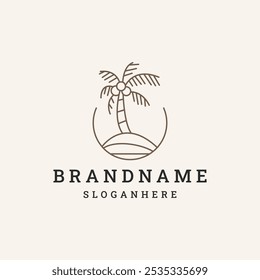 Logotipo de la palmera. diseño del logotipo de la playa del mar. diseño del logotipo de la naturaleza.