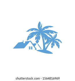 
palm tree logo and symbols. palm tree illustration on the beach. summer vacation