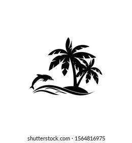 
palm tree logo and symbols. palm tree illustration on the beach. summer vacation