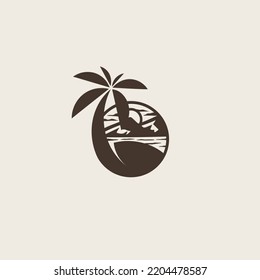 Palm tree logo template. can be used for tropical beach home hotel or resort logo design vector illustration