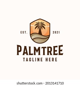 Plantilla de logotipo de árbol de palmas aislada en fondo blanco
