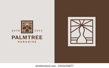Plantilla de logotipo de árbol de palmas. Símbolo universal creativo premium. Ilustración vectorial. Plantilla de diseño Mínimo Creativo. Símbolo de identidad empresarial
