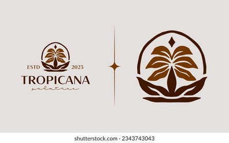 Plantilla de logotipo de árbol de palmas. Símbolo universal creativo premium. Ilustración vectorial. Plantilla de diseño Mínimo Creativo. Símbolo de identidad empresarial