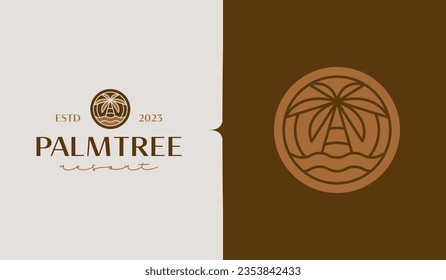Plantilla de logotipo de árbol de palmas. Símbolo universal creativo premium. Ilustración vectorial. Plantilla de diseño Mínimo Creativo. Símbolo de identidad empresarial
