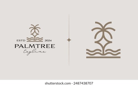 Palm Tree Logo Template. Universal creative premium symbol. Vector illustration. Creative Minimal design template. Symbol for Corporate Business Identity