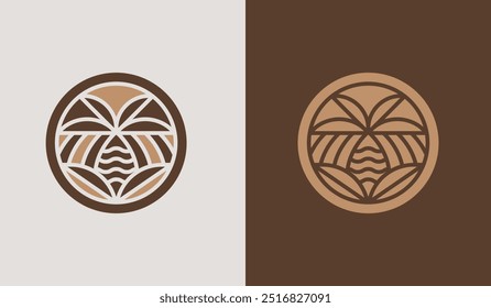 Modelo de logotipo Palm Tree. Símbolo universal criativo premium. Ilustração vetorial. Modelo de design Creative Minimal. Símbolo de Identidade Corporativa de Negócios