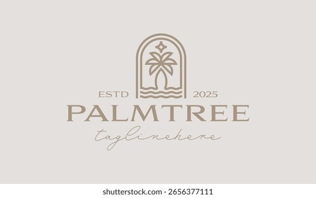 Modelo de logotipo Palm Tree. Símbolo universal criativo premium. Ilustração vetorial. Modelo de design Creative Minimal. Símbolo de Identidade Corporativa de Negócios