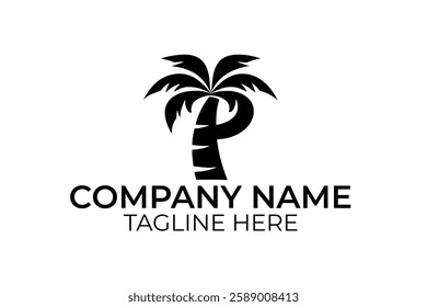 Palm tree logo template vector icon illustration design in black and white