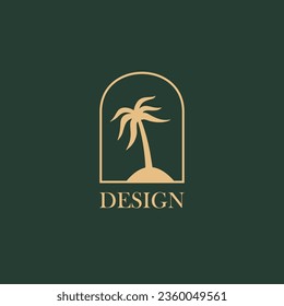 Palm tree logo vector design, for holiday rentals, travel services, tropical spa, coffee shop, studio, and beauty studios. 01