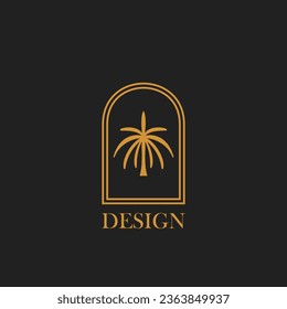 Palm tree logo vector design, for holiday rentals, travel services, tropical spa, coffee shop, studio, and beauty studios.