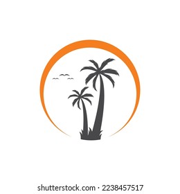 palm tree logo vector icon illustration design 