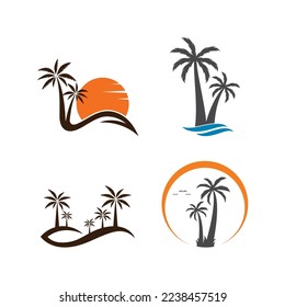 palm tree logo vector icon illustration design 