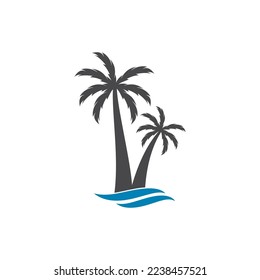 palm tree logo vector icon illustration design 